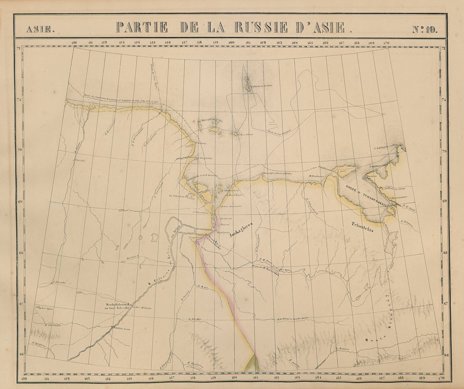 Russie d'Asie #10 Siberia Russia. Northern Chukotka Sakha. VANDERMAELEN 1827 map